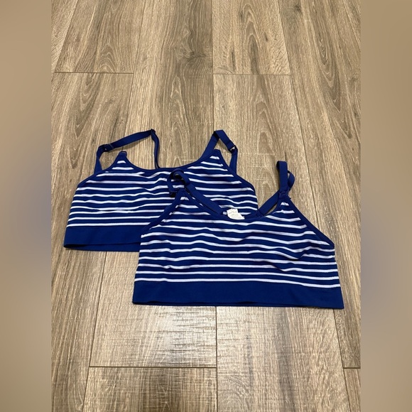 Playtex Nursing Seamless Navy Racerback Wireless Maternity Crop X Large 2 Pc - Picture 2 of 4